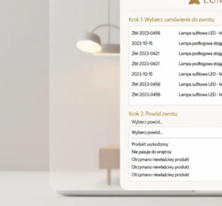 Proces zwrotu zamówienia w panelu klienta